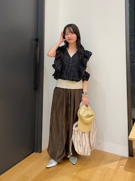 「BONGUSTA（ボングスタ）のBONGUSTA NARAM HANDBAG ボングスタ パイル地ハンドバッグ（ハンドバッグ、ベージュ系）」を使った、anさん（レディース・146cm）の春コーディネート