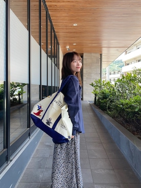 「URBAN RESEARCH（アーバンリサーチ）の別注/Disney/ビッグスウェット（スウェット、ブルー系）」を使った、anさん（レディース・146cm）の夏コーディネート