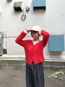 「アイテム（帽子）」を使った、anさん（レディース・146cm）の秋コーディネート