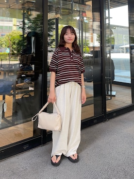 「URBAN RESEARCH Sonny Label（アーバンリサーチサニーレーベル）の配色襟ニットポロシャツ（ニット/セーター、その他）」を使った、anさん（レディース・146cm）の夏コーディネート