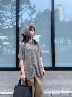 「URBAN RESEARCH DOORS（アーバンリサーチドアーズ）のソフトハンドルカゴバッグ（ハンドバッグ、ブラック系）」を使った、anさん（レディース・146cm）の夏コーディネート