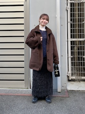 「アイテム（ムートンコート）」を使った、anさん（レディース・146cm）の冬コーディネート