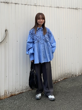 「URBAN RESEARCH（アーバンリサーチ）のダブルクロスキュプライージーパンツ（その他パンツ、グレー系）」を使った、anさん（レディース・146cm）の春コーディネート