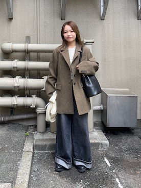 「アイテム（ストール/ショール）」を使った、anさん（レディース・146cm）の冬コーディネート