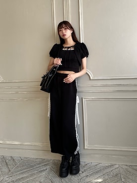 「OLIVE des OLIVE（オリーブデオリーブ）のサテンリボン厚底スニーカー（スニーカー）」を使った、ᴋᴀɴᴀᴜさん（レディース・165cm）の夏コーディネート