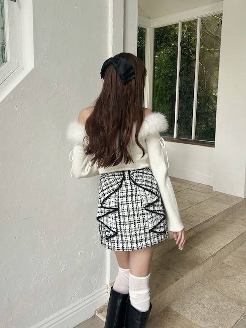 Belle Charme】バックリボンツイードスカート（スカート）｜OLIVE des