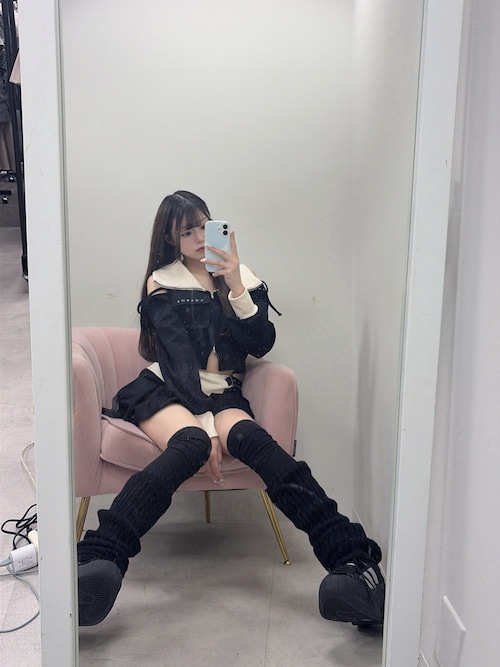 セール】【Belle Charme】Side Belt Pleats Rib Skirt（スカート