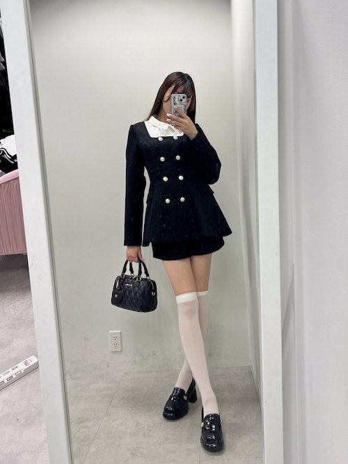 Belle Charme クラシカルフリルカラージャケット ブラック セール】【Belle Charme/セットアップ対応】クラシカルフリルカラー