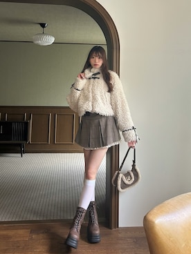 「OLIVE des OLIVE（オリーブデオリーブ）の裾レイヤードプリーツミニスカート（スカート）」を使った、ᴋᴀɴᴀᴜさん（レディース・165cm）の秋コーディネート