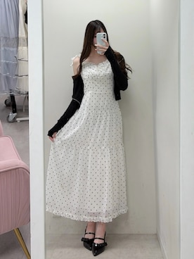「OLIVE des OLIVE（オリーブデオリーブ）の【Belle Charme】Soft Frill Cami Long Onepice（ワンピース、その他）」を使った、かなうさん（レディース・165cm）の春コーディネート