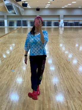 「ROXY（ロキシー）のアイテム（帽子）」を使った、SAYU さん（レディース・156cm）の夏コーディネート