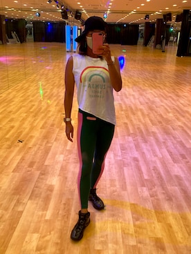 「レギンスコーデ」｜「アイテム（帽子）」を使った、SAYU さん（レディース・156cm）の夏コーディネート