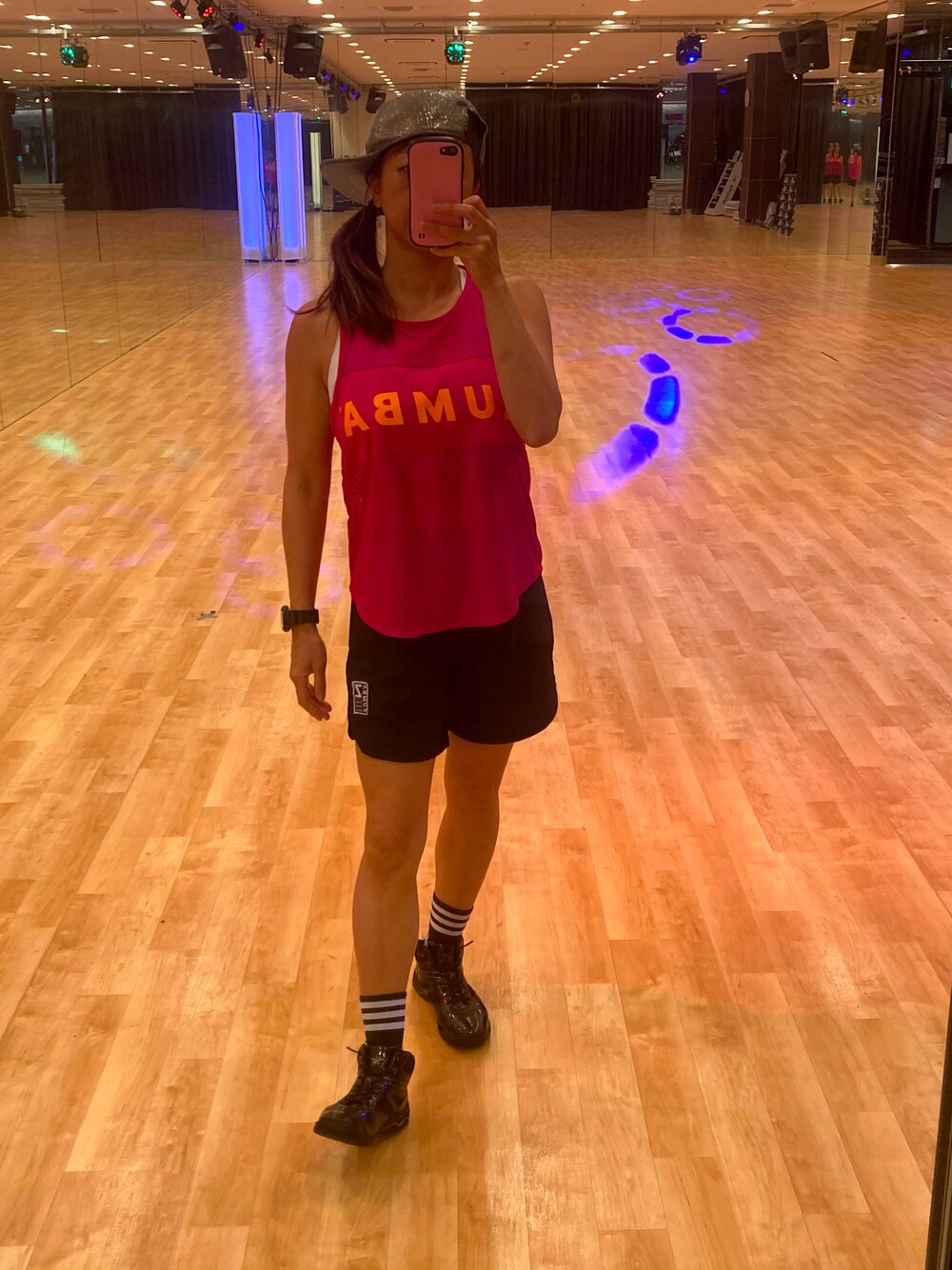 「ZUMBA、フィットネス、台風」｜「ZUMBAのアイテム（タンクトップ、ピンク系）」を使った、SAYU さん（レディース・156cm）の夏コーディネートの1枚目の写真