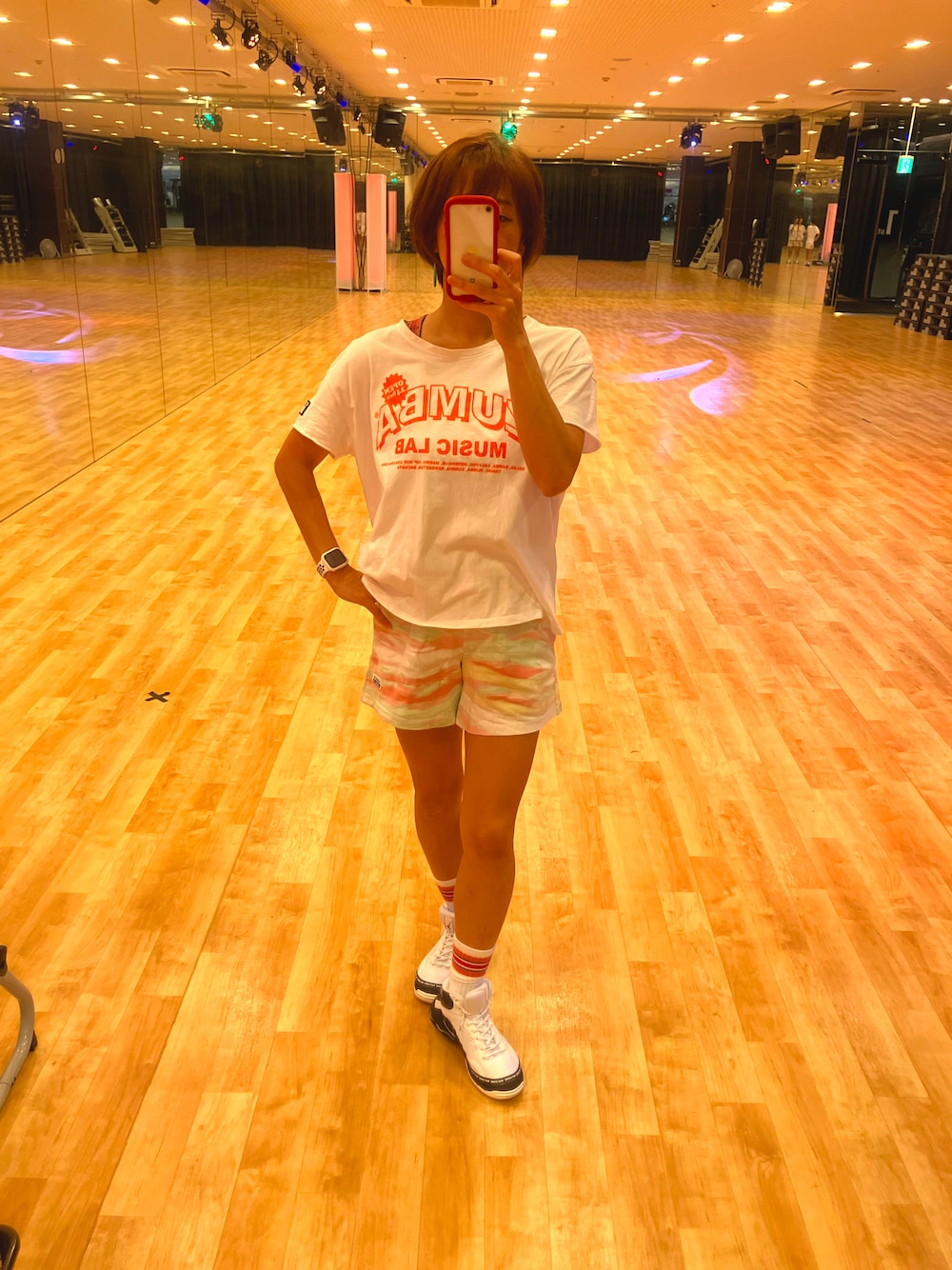 「ZUMBA、エアロビクス、フィットネス、残暑お見舞い申し上げます」｜「ZUMBAのアイテム（Tシャツ/カットソー、ホワイト系）」を使った、SAYU さん（レディース・156cm）の夏コーディネートの1枚目の写真