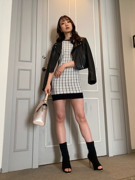 「LIPSERVICE（リップサービス）のアイテム（ライダースジャケット）」を使った、kurehaさん（レディース・164cm）の冬コーディネート