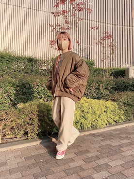 「PUAL CE CIN（ピュアルセシン）のアイテム（MA-1）」を使った、nishitomoさん（レディース・157cm）の秋コーディネート