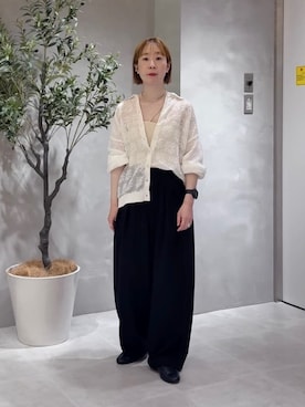 「PUAL CE CIN（ピュアルセシン）のアイテム（パンツ）」を使った、nishitomoさん（レディース・157cm）の春コーディネート