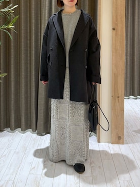 「アイテム（スカート、ベージュ系）」を使った、nishitomoさん（レディース・157cm）の秋コーディネート