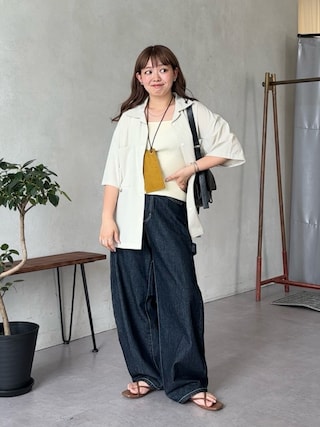 「CPCM(シーピーシーエム)の【AIRHOLE】開襟シャツ(シャツ/ブラウス)」を使った、ぴぴゆかぴさん(レディース・152cm)の夏コーディネート