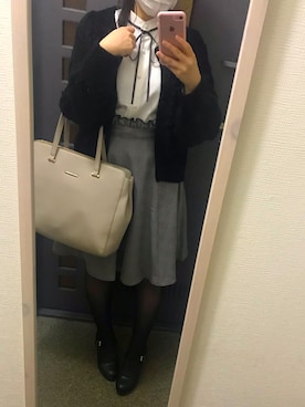 「Honeys（ハニーズ）のアイテム（トートバッグ）」を使った、いろぱちさん（レディース・153cm）の秋コーディネート
