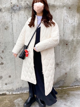 「Lugnoncure（ルノンキュール）のアイテム（ノーカラーコート）」を使った、kotoeさん（レディース・161cm）の冬コーディネート