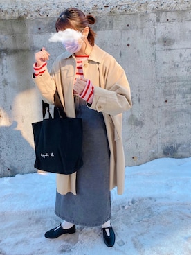「LAKOLE（ラコレ）のアイテム（ジャンパースカート）」を使った、kotoeさん（レディース・161cm）の春コーディネート