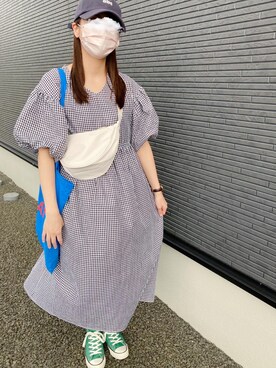 「DHOLIC（ディーホリック）のアイテム（キャップ）」を使った、kotoeさん（レディース・161cm）の夏コーディネート