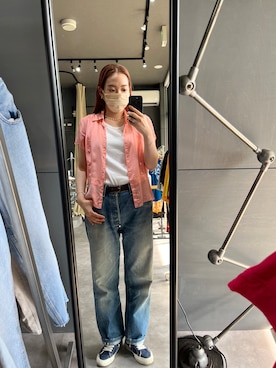 「H&M（エイチ・アンド・エム）のアイテム（タンクトップ、ホワイト系）」を使った、uno68さん（レディース・159cm）の夏コーディネート