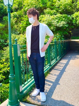 「semantic design（セマンティックデザイン）のアイテム（ジャケット/アウター）」を使った、SHINSUKEさん（メンズ・179cm）の夏コーディネート