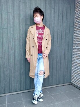 「FOREVER 21（フォーエバー トゥエンティーワン）のアイテム（パンツ）」を使った、SHINSUKEさん（メンズ・180cm）の冬コーディネート