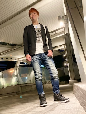 「GAP（ギャップ）のアイテム」を使った、SHINSUKEさん（メンズ・178cm）の秋コーディネート