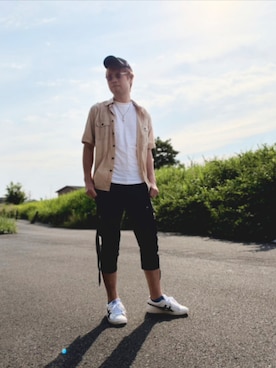 「no brand（ノーブランド）のアイテム（キャップ、ブラック系）」を使った、SHINSUKEさん（メンズ・179cm）の夏コーディネート