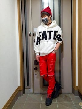 「BEN DAVIS（ベンデイビス）のアイテム（ニットキャップ/ビーニー）」を使った、SHINSUKEさん（メンズ・180cm）の春コーディネート