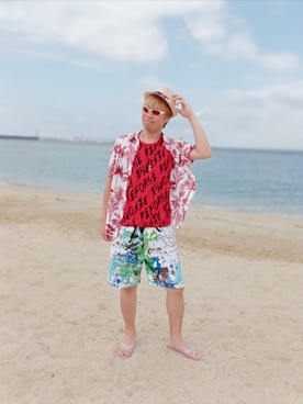 「アイテム（タンクトップ）」を使った、SHINSUKEさん（メンズ・179cm）の夏コーディネート