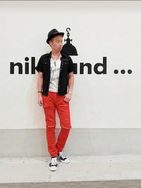 「no brand（ノーブランド）のアイテム（ハット）」を使った、SHINSUKEさん（メンズ・180cm）の秋コーディネート
