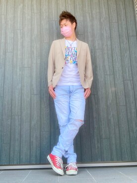 「FOREVER 21（フォーエバー トゥエンティーワン）のアイテム（パンツ）」を使った、SHINSUKEさん（メンズ・180cm）の春コーディネート