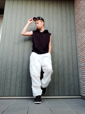 「Doublefocus（ダブルフォーカス）のアイテム」を使った、SHINSUKEさん（メンズ・180cm）の夏コーディネート