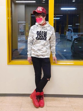 「Doublefocus（ダブルフォーカス）のアイテム（帽子）」を使った、SHINSUKEさん（メンズ・180cm）の冬コーディネート