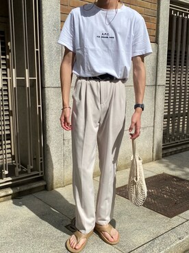 A P C アーペーセー のtシャツ カットソーを使った人気ファッションコーディネート 髪型 2ブロック Wear