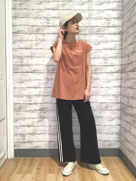 「Right-on（ライトオン）のアイテム（キャップ）」を使った、マツミ(相互フォロー)さん（レディース・160cm）の夏コーディネート