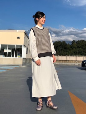 「アイテム（シャツワンピース、ホワイト系）」を使った、マツミ(相互フォロー)さん（レディース・160cm）の秋コーディネート