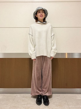 「ニット/セーター」｜「アイテム（帽子）」を使った、マツミ(相互フォロー)さん（レディース・160cm）の秋コーディネート