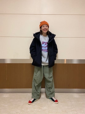 「CAMP7」｜「アイテム（ニットキャップ/ビーニー）」を使った、マツミ(相互フォロー)さん（レディース・160cm）の秋コーディネート