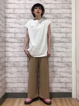 「RAG MACHINE（ラグマシーン）のアイテム（ハット）」を使った、マツミ(相互フォロー)さん（レディース・160cm）の夏コーディネート