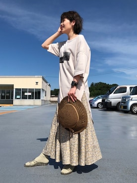 「RAG MACHINE（ラグマシーン）のアイテム（チュニック）」を使った、マツミ(相互フォロー)さん（レディース・160cm）の夏コーディネート