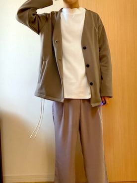 「Kappa（カッパ）のアイテム（スラックス）」を使った、みやごさん（メンズ・173cm）の秋コーディネート