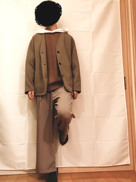 「Kappa（カッパ）のアイテム（スラックス）」を使った、みやごさん（メンズ・173cm）の冬コーディネート