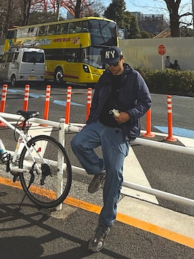 「MLB（メジャーリーグベースボール）のアイテム」を使った、levishenさん（メンズ・178cm）の冬コーディネート