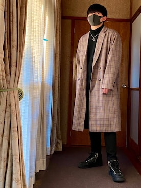 「アイテム（チェスターコート）」を使った、shutaさん（メンズ・173cm・10代）の冬コーディネート