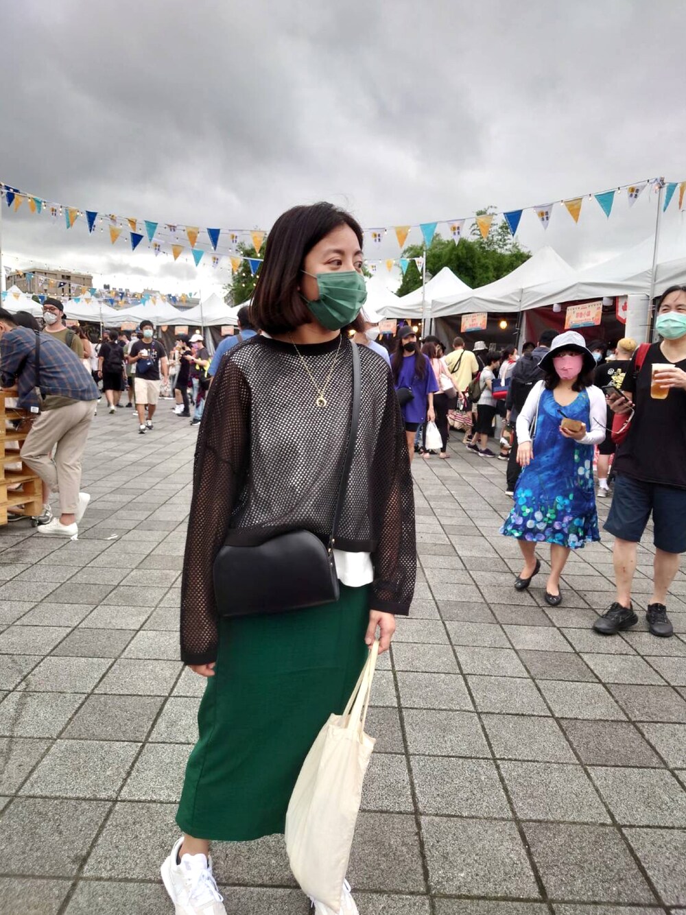 「Green、A.P.C.」｜「CITENの＜CITEN（シテン）＞タックノースリーブ カットトップ -吸水速乾-（Tシャツ/カットソー、ホワイト系）」を使った、煙卷さん（レディース・163cm）の夏コーディネートの1枚目の写真